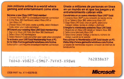 Code d'abonnement Xbox LIVE Gold de 12 mois